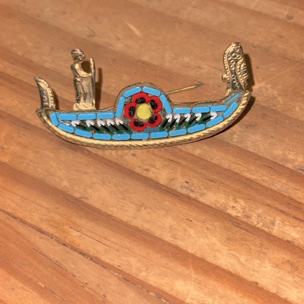 Vintage Micro Mosaic Gondola Pin